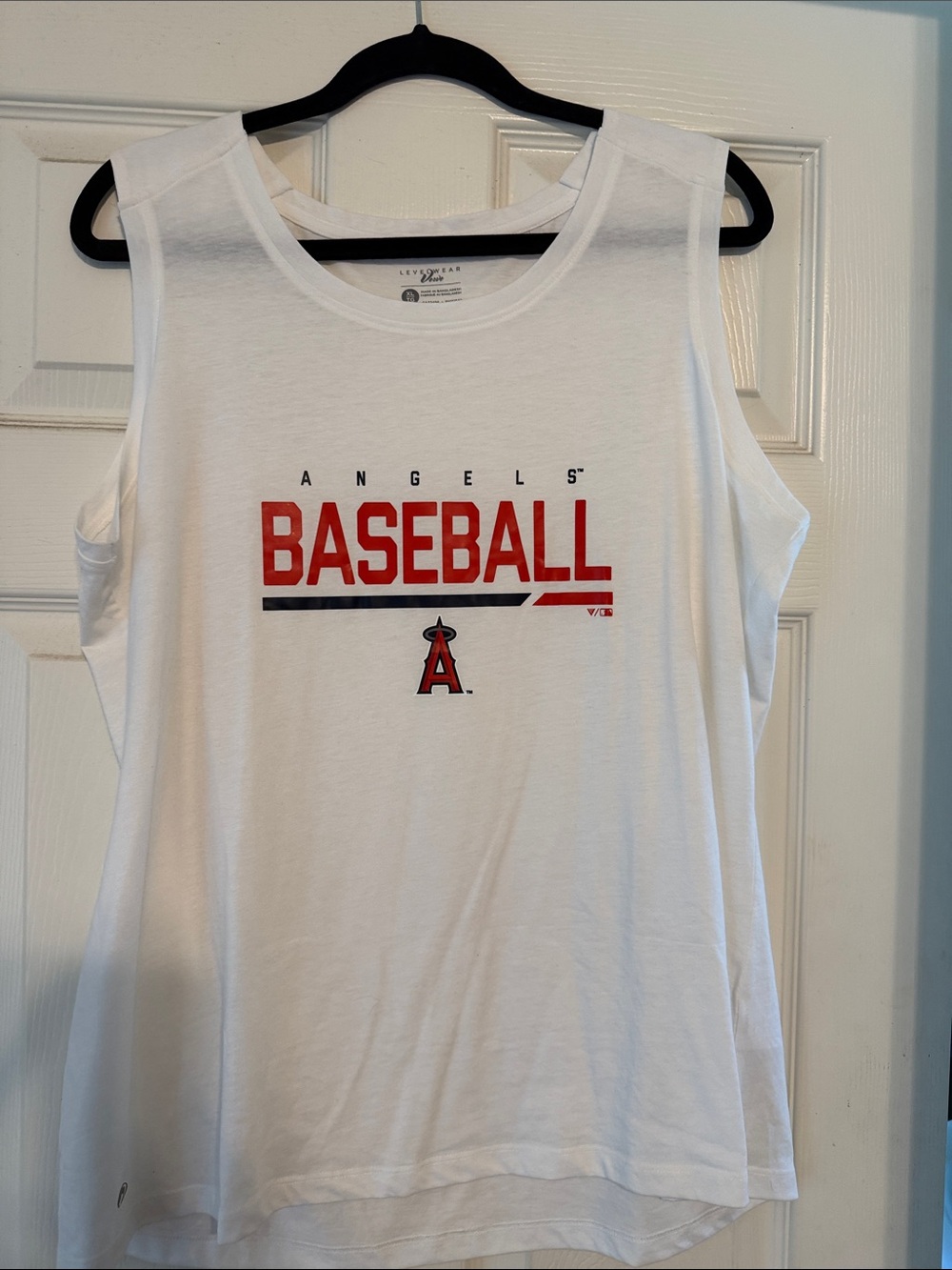 Angels Baseball White Sleeveless Tank with Red Logo